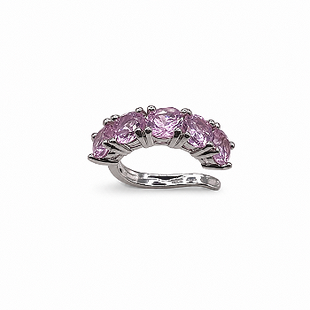 Piercing Fake 4mm Banho de Ródio Branco - Rosa Claro