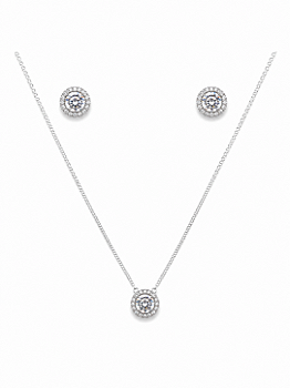 Conjunto Esfera Cristal Banho de Prata