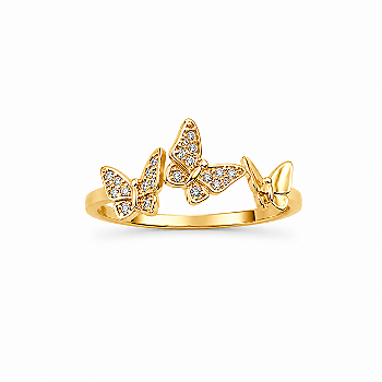 Anel Borboletas Banho de Ouro