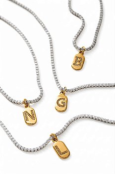 Colar Riviera com Inicial Mix de Banho Ouro 18k e Ródio Branco (Sob Encomenda)
