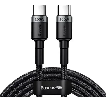Cabo Baseus Usb Tipo C Nas Duas Pontas 20v 5a 100w 2 Metros Cafule Cor Preto