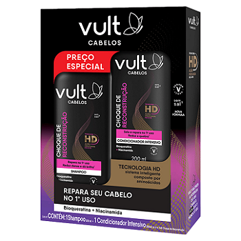 Kit Shampoo + Condicionador Choque de Reconstrução (Vult) - 200mL+200mL