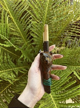 Kuripe Artesanal Urso Instrumento Ritualístico Medicinas da Floresta Feito à Mão Akanba