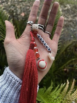 Chaveiro de Orixá Artesanal Umbanda Feito à Mão Tassel Akanba