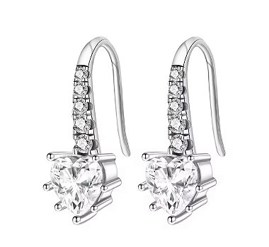 Brinco Crystal Heart Drop - Prata 925