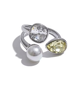Anel Escultural Crystal & Pearl
