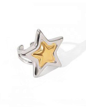 Anel Ajustável Estrela Bicolor