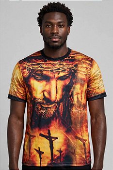 T-shirt Estampa Total Jesus Cristo Coroa de Espinhos - Religiosa
