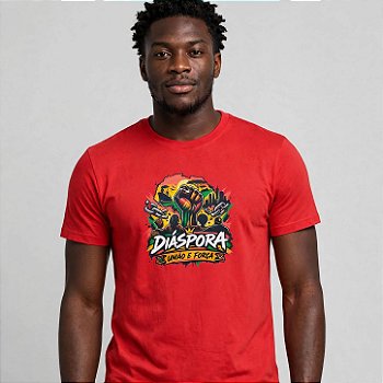 T-shirt Vermelha Estampa Diáspora - União e Força