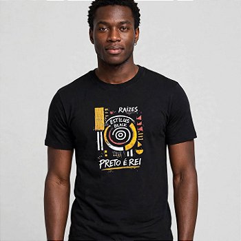 T-shirt Preta Estampa Raízes Preto é Rei - Estilus Black