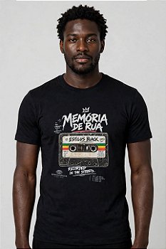 T-shirt Preta Estampa Memória de Rua K7 - Estilus Black