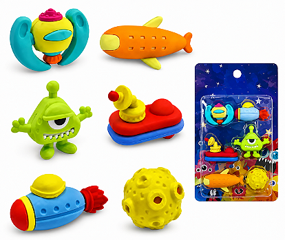 Borracha Escolar Kit com 6 Unidades Coloridas