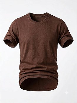 Camiseta Básica Unissex Manga Curta Regular Marrom