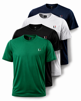 Kit 4 Camisetas Básicas Premium Dry Fit - Cores Clássicas