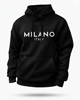 Moletom Premium com Capuz Essential Preto Milano italy