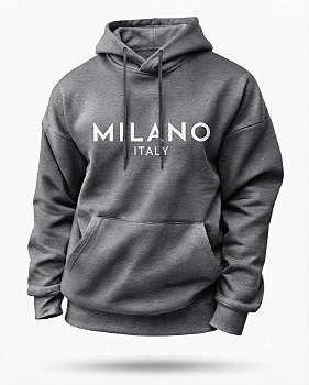 Moletom Premium com Capuz Essential Cinza Milano Italy