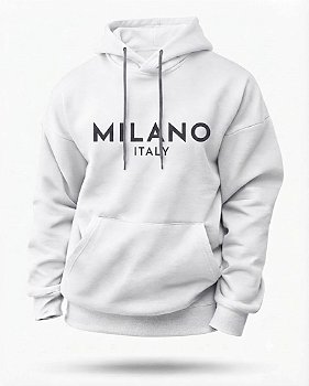 Moletom Premium com Capuz Essencial Branco Milano Italy