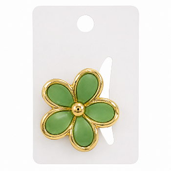 Presilha de Cabelo Flor Verde com Acabamento Dourado
