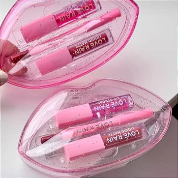 Kit Labial Completo Love Rain – Batom Matte + Lápis de Boca + Gloss Lip Strobe