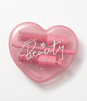 Kit Labial Completo Huda Royal Beauty – Estojo Coração Rosa