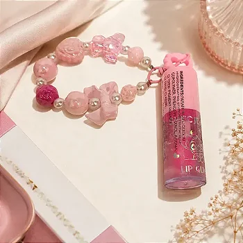 Gloss Labial Shecjlan Sweet Lip Gloss (Angel / Stitch) – Com Pulseira de Miçangas