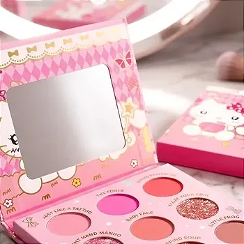 Paleta de Sombras Hello Kitty e Amigos (9 Cores) – Alta Pigmentação e Espelho Integrado