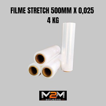 Bobina Filme Stretch 500mm x 0,025mm com tubo manual 4kg em Itu