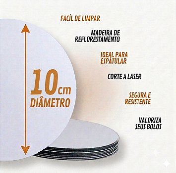 KIT 10 CAKE BOARD 10CM/ PRATO/ TÁBUA/ BOLO/ MDF 3MM BRANCO