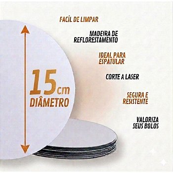 KIT 10 CAKE BOARD 15CM/ PRATO/ TÁBUA/ BOLO/ MDF 3MM BRANCO