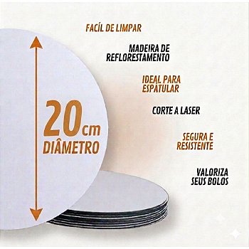 KIT 10 CAKE BOARD 20CM/ PRATO/ TÁBUA/ BOLO/ MDF 3MM BRANCO