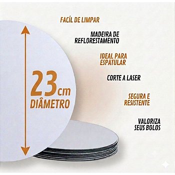 KIT 10 CAKE BOARD 23CM/ PRATO/ TÁBUA/ BOLO/ MDF 3MM BRANCO