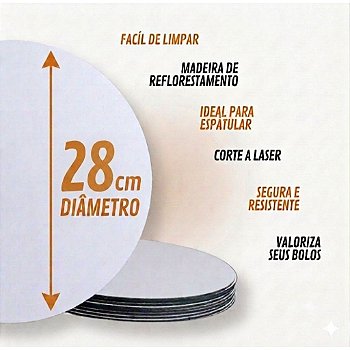 KIT 10 CAKE BOARD 28CM/ PRATO/ TÁBUA/ BOLO/ MDF 3MM BRANCO