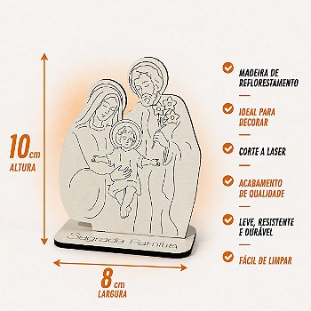 Kit Lembrancinhas Sagrada Família MDF Branco - 10 Unidades