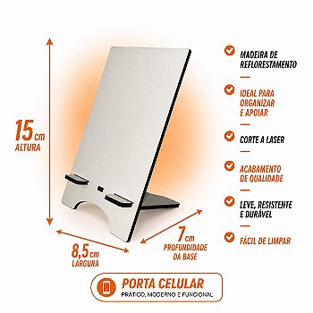 Kit Porta Celular para mesa MDF Branco 3mm - 10 Unidades