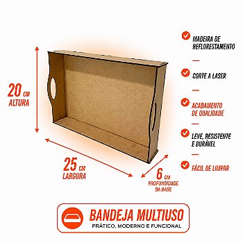 Kit Bandeja MDF Cru 25X20X6CM Presentes/Cestas 5 Unidades