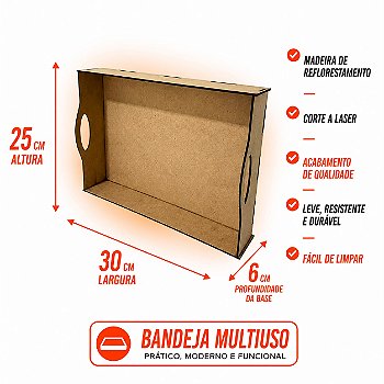 Kit Bandeja MDF Cru 30X25X6CM Presentes/Cestas 5 Unidades