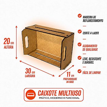 Kit Caixote MDF Cru 30X20X11CM Presentes/Cestas 5 Unidades