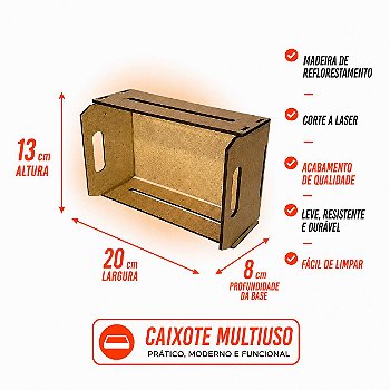 Kit Caixote MDF Cru 20X13X8CM Presentes/Cestas 5 Unidades