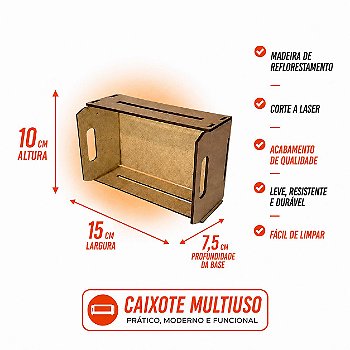 Kit Caixote MDF Cru 10X15X7,5CM Presentes/Cestas 5 Unidades
