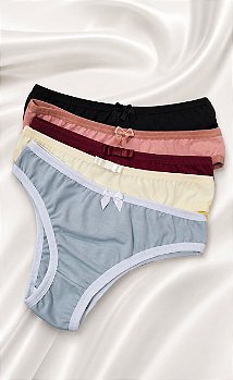 Kit com 5 Calcinhas de Algodão Básicas Adulto