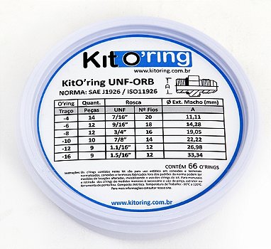Kit De Aneis KitOring Unf-Orb - 66 peças (terminais/conexões)