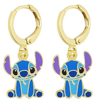 Brinco Argola Infantil Ursinho Stitch Ouro
