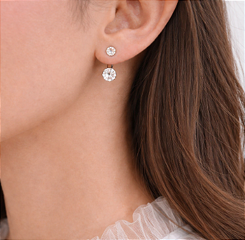 Brinco piercing zircônia aço inox hipoalergênico