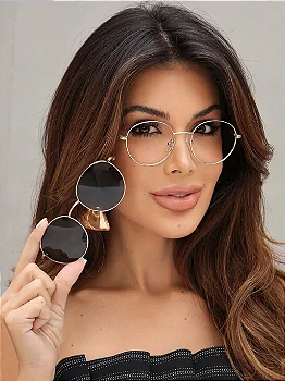 Óculos de sol Clip-on redondo France haste prata