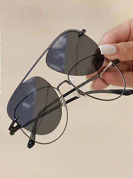 Óculos de sol Clip-on Air transparente metal prata