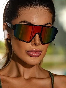 Óculos de sol Esportivo Vertice multicolor preto com vermelho