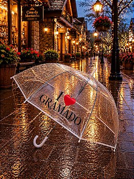 Guarda-chuva transparente I ❤️ Gramado