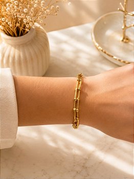 Pulseira Elegante Aço Inox Dourado