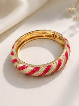 Bracelete Esmaltado Rosa e Branco