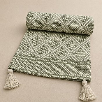 Manta Decorativa Jacquard Verde 1,40 x 1,80 m – Elegância e Conforto para sua Decoração